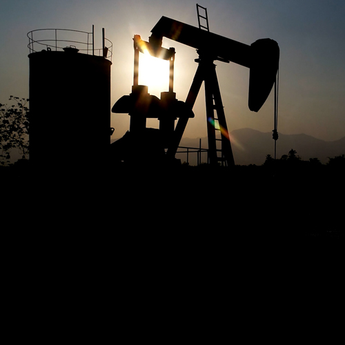 oil pump at dusk