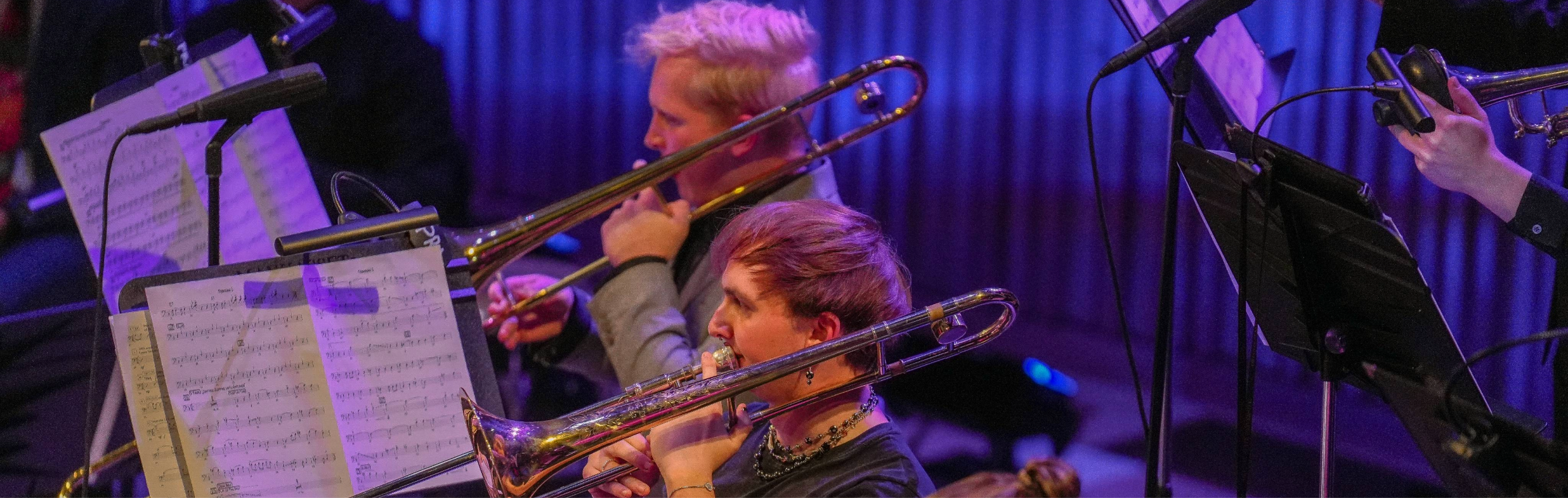 Students performing in PRAx as part of jazz ensemble