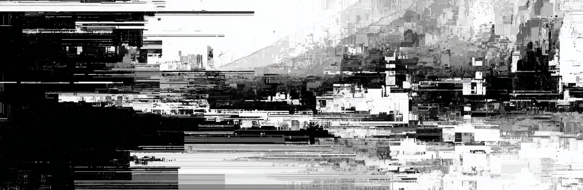 Black and white glitchy abstract image