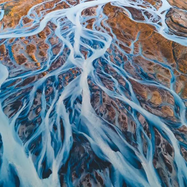 aerial shot of rivers and streams