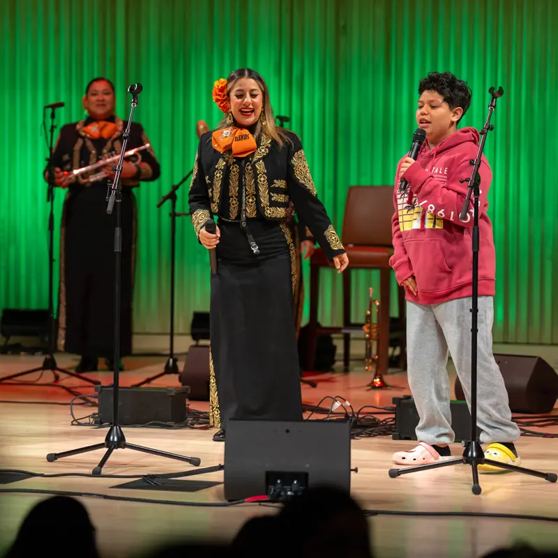 mariachi divas performing on detrick stage with students