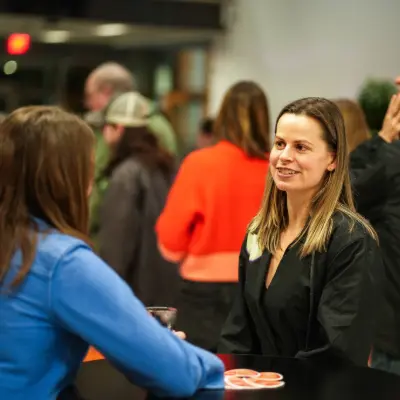 Patrons interact in Toomey Lobby