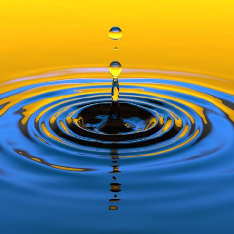 ripples made by a drop of water in a pond