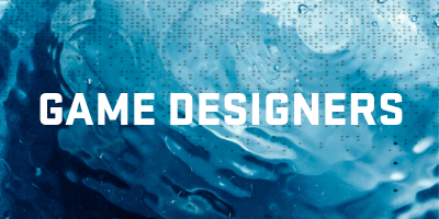 Game designers on a water background