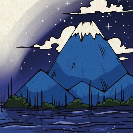 Illustration of blue mountains